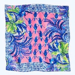 Lilly Pulitzer Silk Pink Sunset Pecking Order Scarf